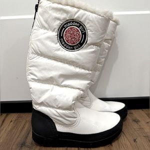 White tall snow boots